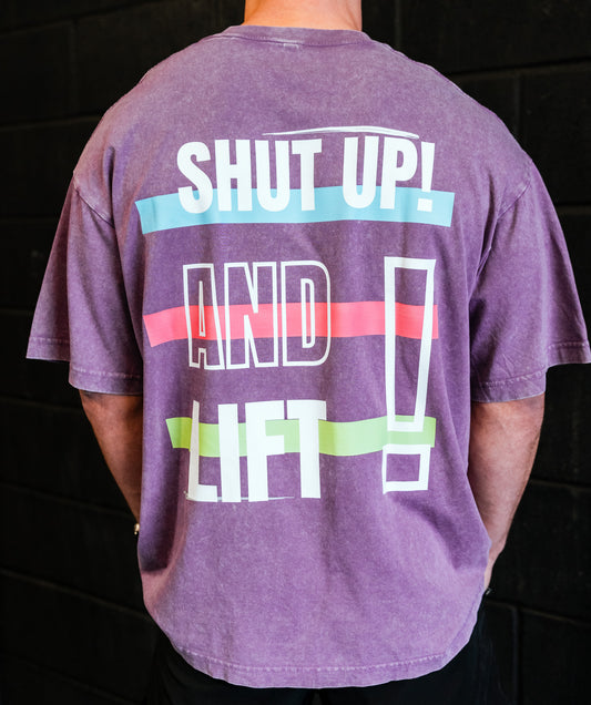 Shut Up & Lift Oversize Tee - Purple